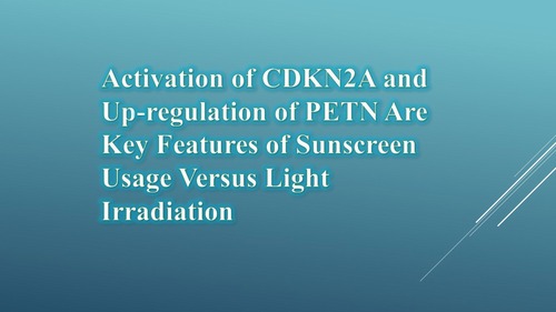 Activation of CDKN2A and Up-regulation of PETN Are Key Features of Sunscreen Usage Versus Light Irradiation 